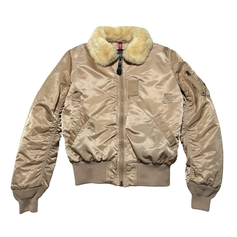 Alpha Industries Women's B-15 Flying Jacket Beige Slim Fit Size Small 20 x 24